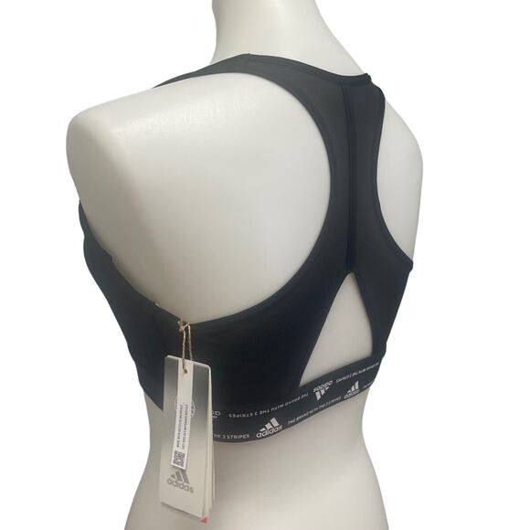 New Adidas XS 32DD Black Medium Support Removeable Pads Training Sports Bra - Picture 4 of 4